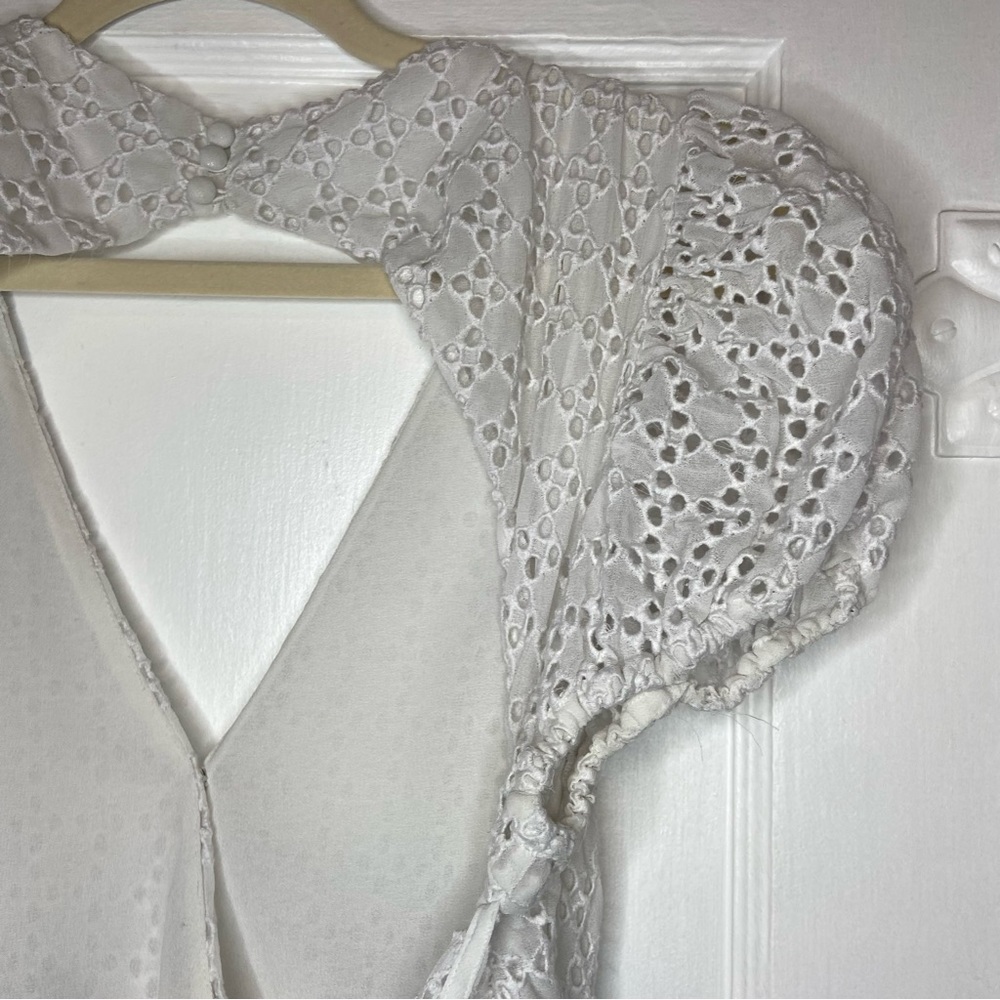 Bardot Nadia Tie Back Mini Eyelet Dress in ivory white size 12 - Picture 11 of 15